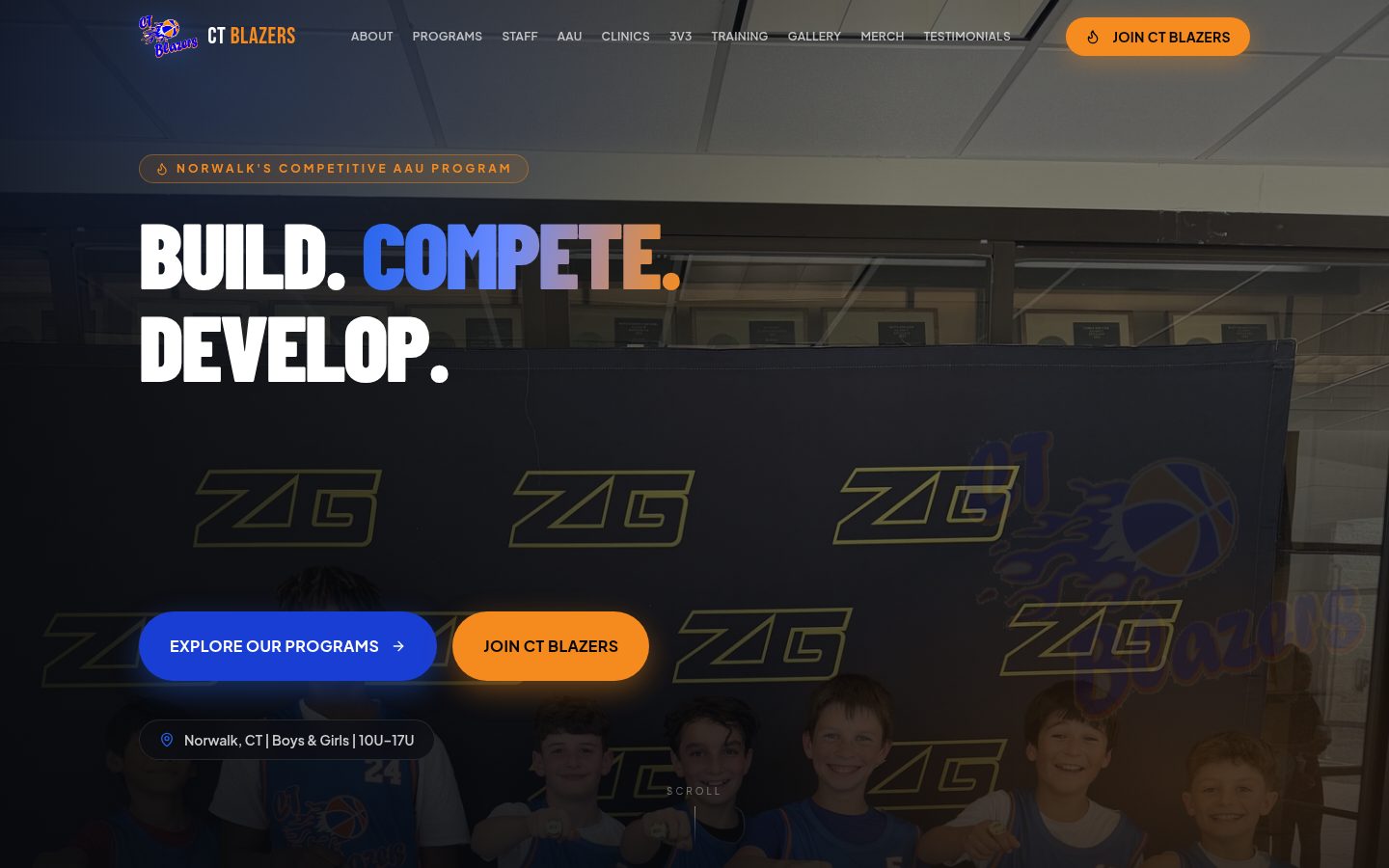 CT Blazers Basketball website preview