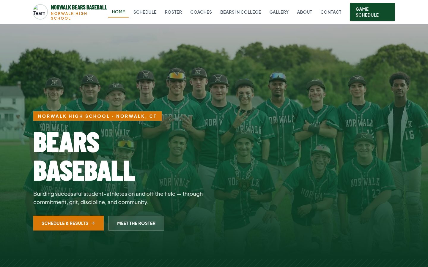 NHS Bears Baseball website preview